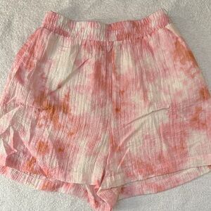 Zara Crinkled Tie-Dye Pull On High Waist Beach Pocket Shorts 2.5” inseam